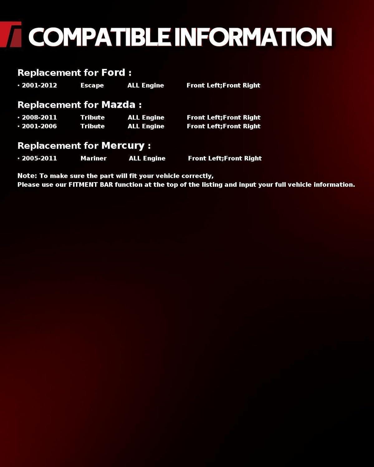 Torchbeam Front Shock Struts Replacement Complete Assembly Front Pair Fit for Ford Escape 2001-2012, Mercury Mariner 2005-2011, Tribute 2001-2006 2008-2011 171593/171594