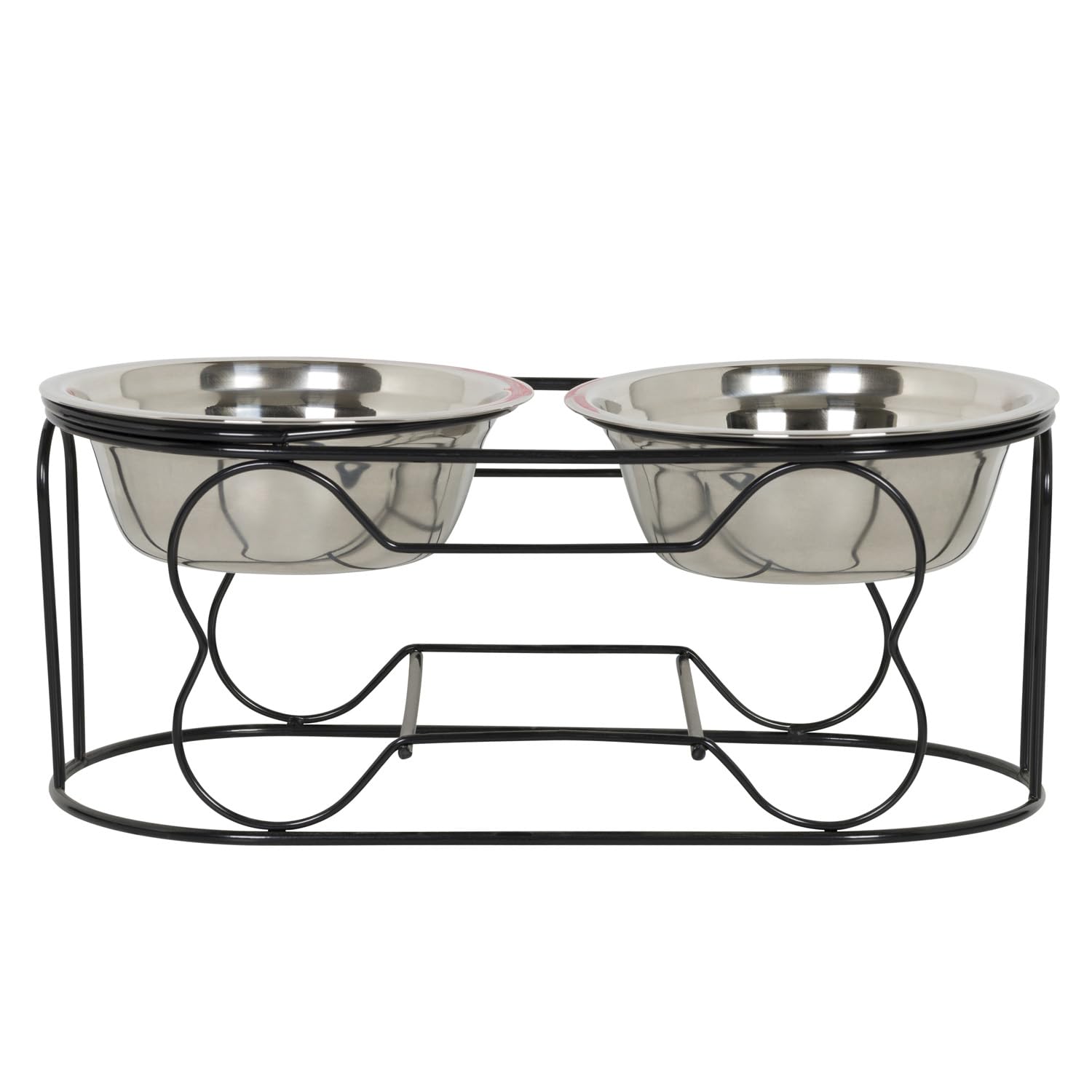 YML 12,7 cm Hierro Forjado Soporte con Doble pequeña Cuenco de alimentador de Acero Inoxidable