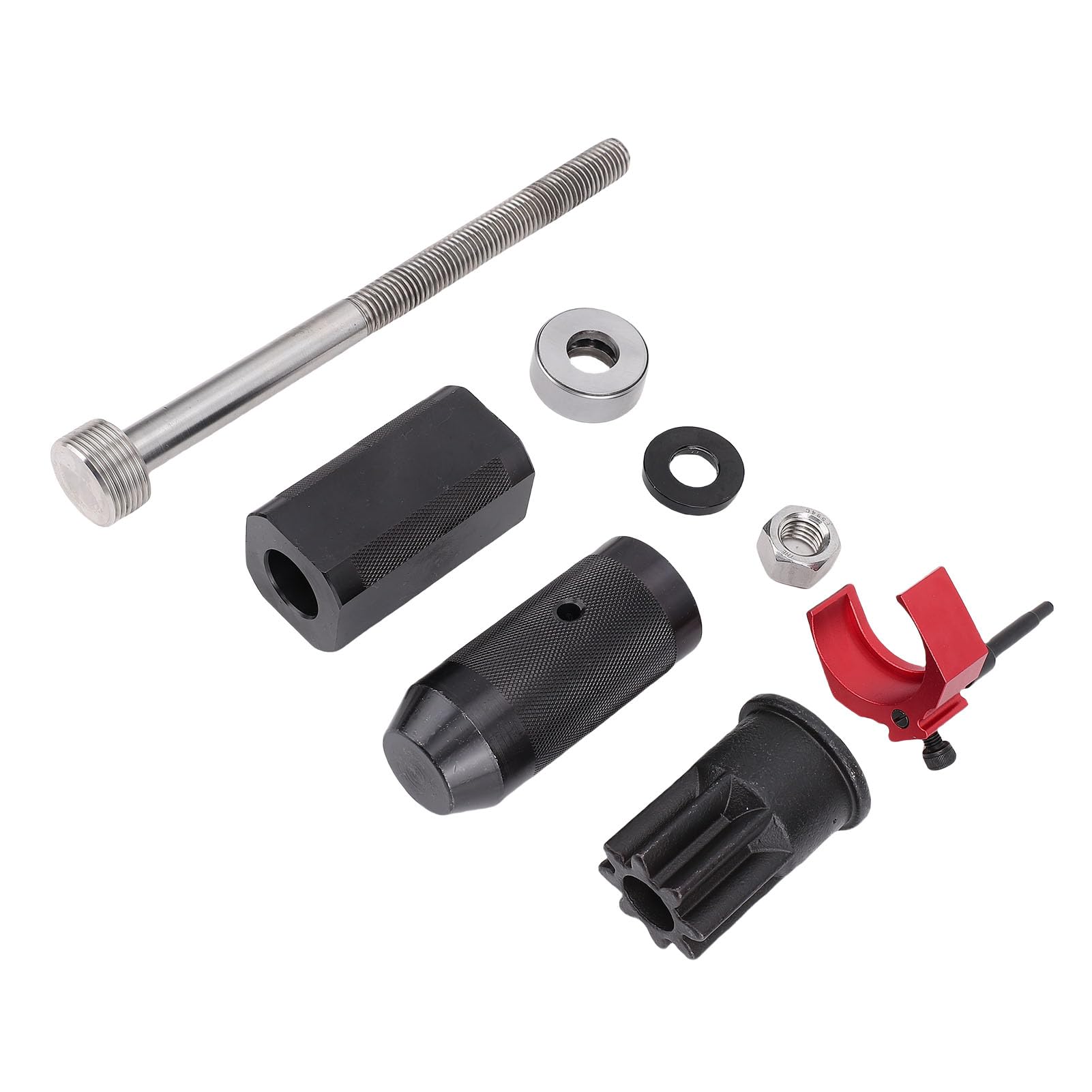 VGEBY Juego de Instalador de Removedor de Manga de Inyector, Kit de Herramientas de de Inyector Billet de Acero y Aluminio de 8 Piezas, Puente Extractor y Casquillo de Barra de Motor para Mecánica CAT