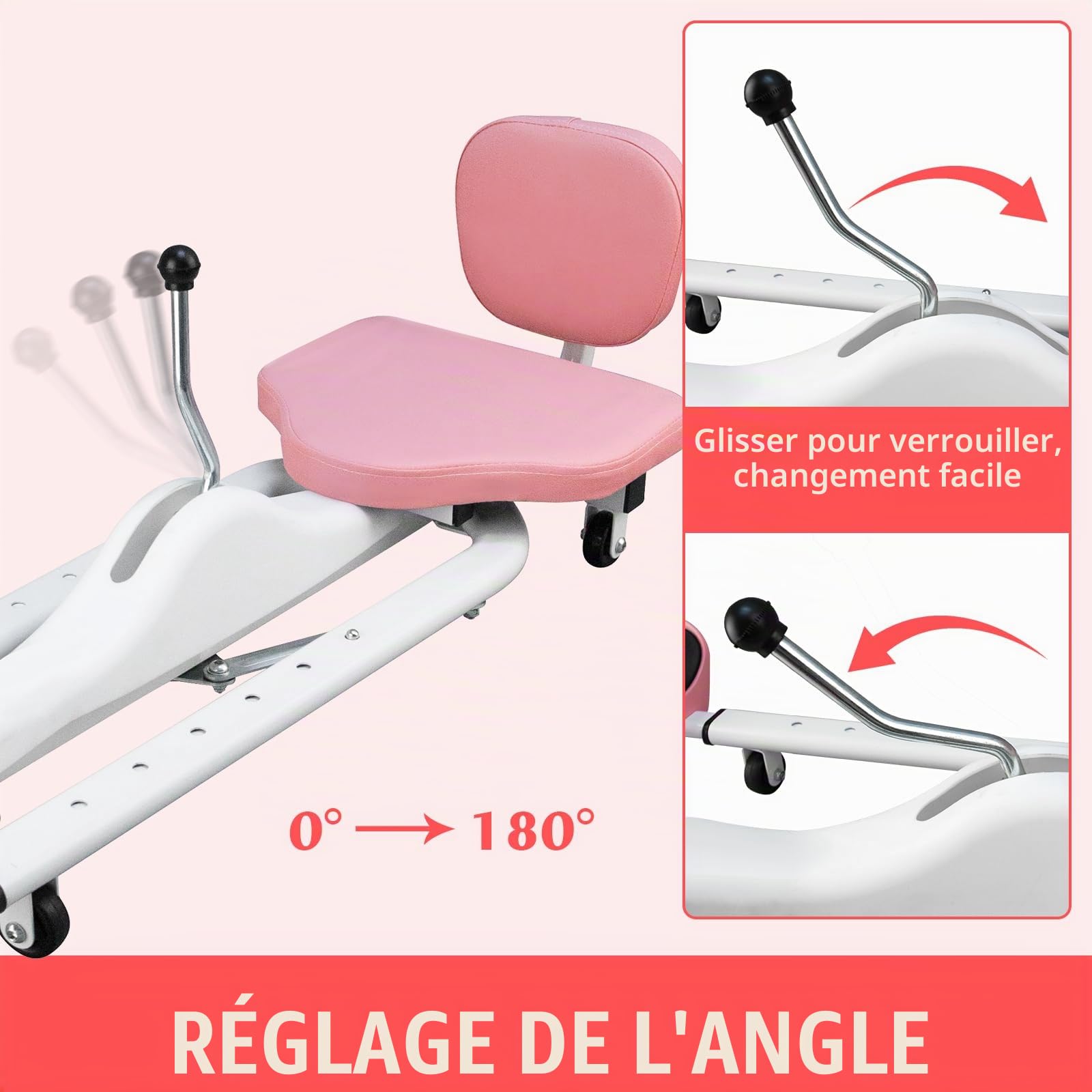 Écarteur de jambe, machine à écarter les jambes, 128-168 cm, réglable de 0 à 180 °, équipement d'étirement pour fitness, danse, yoga