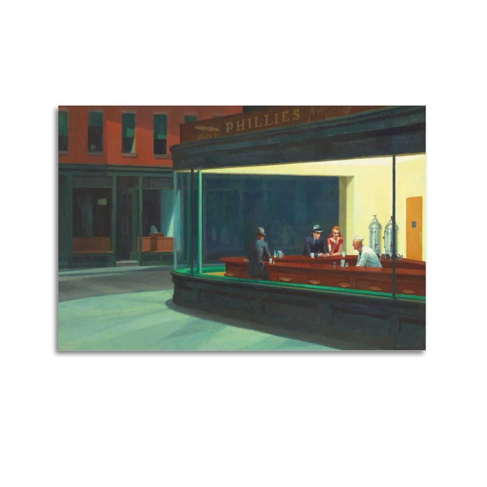 OdDdot Edward Hopper Painter's Artwork - (Nighthawks, 1942) Printing Posters Cool Artworks Painting Wall Art Canvas Prints Hanging Picture Home Decors Gift Idea 24x36inch(60x90cm)