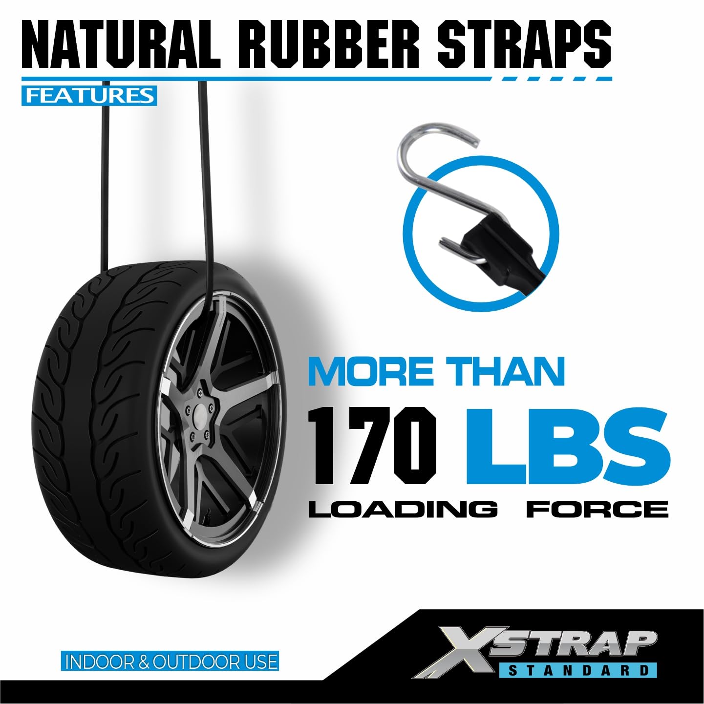 XSTRAP - Correas de Lona de Goma Ajustables, Cuerdas elásticas EPDM con Ganchos, Ideales para asegurar Lonas, lienzos (31 Pulgadas)