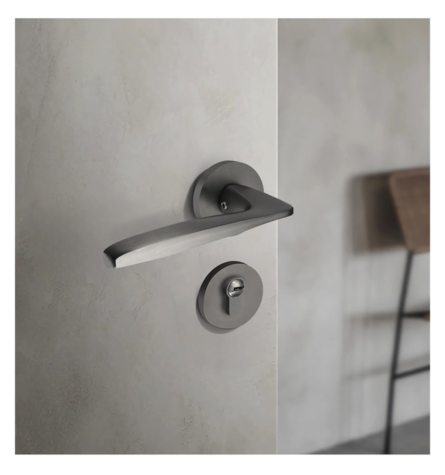Poignée de Porte en Bois avec Serrure de Porte en Laiton Moderne Simple