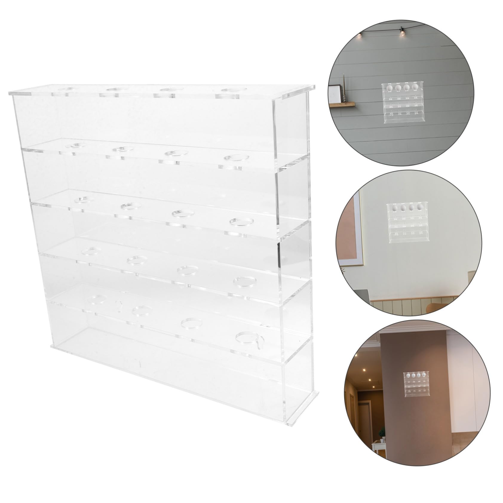 Mikikit Expositor Transparente de Acrílico para Bolas de Golf Montaje Pared Diseño Multihueco para Almacenamiento y Exhibición Organizada Resistente y Compacto para Hogar y Oficina