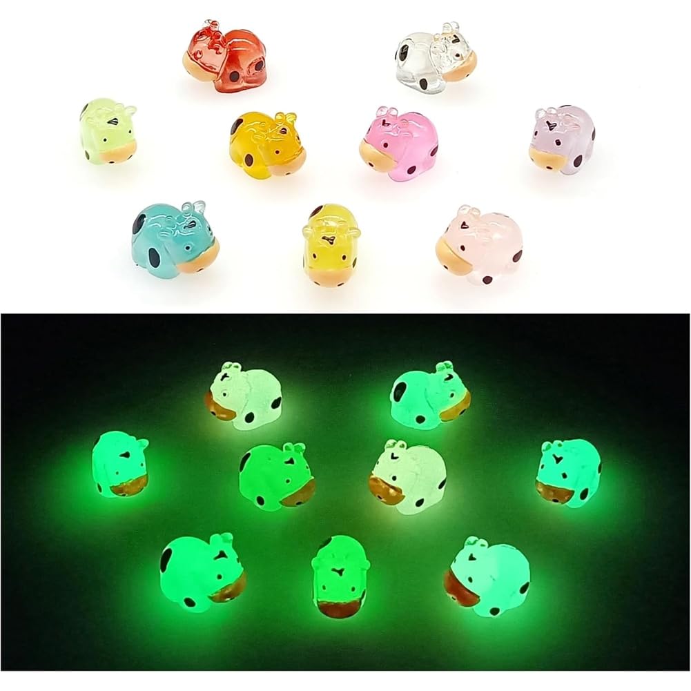 UDSKNV[KSL Glow in the Dark Mini Cow Figurines- 45 Pieces of Resin Cows Animal to Hide for Miniature Fairy Garden