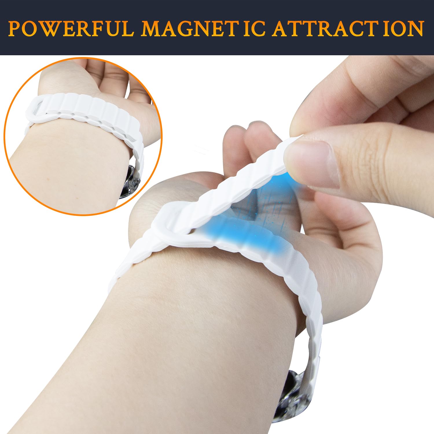 SOULWIT Pulsera para Plaud NotePin/NotePin S AI Grabadora de voz, Ajustable de 5.9"–9.44", Cómoda Correa de Silicona con Cierre Magnético - Blanca