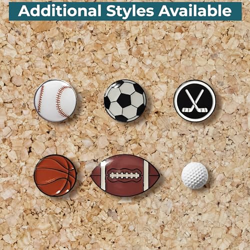 Image of Baseball Push Pins, for Cork Board, Maps, or Lapel Pin Use, Designed in The USA, Baseball Pins, Set of 32