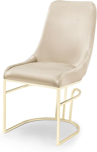 Miniatura 3 de Sillas Comedor Modernas - Juego de 2 sillas de comedor de terciopelo con base única de metal dorado, sillas de comedor de lujo con asiento