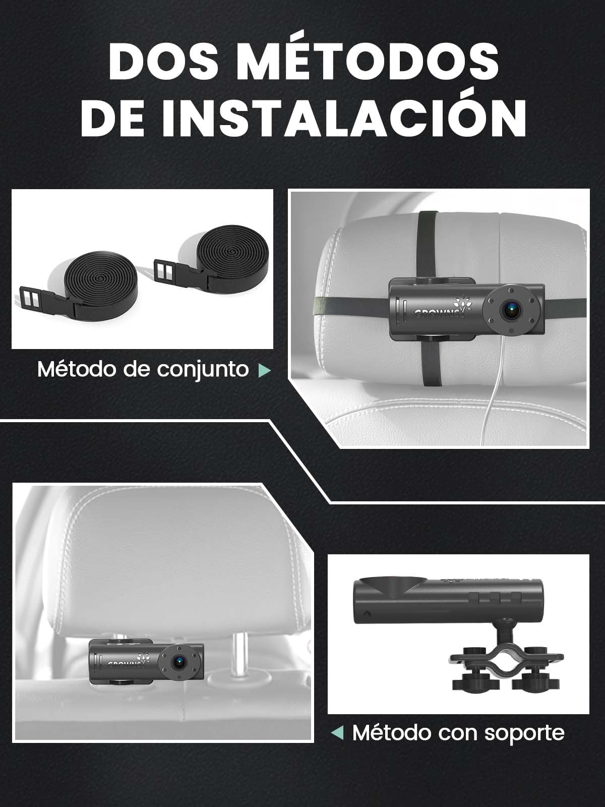 GROWNSY Cámara Bebé Asiento Trasero HD 1080P 4.3'' Espejo Retrovisor Bebé Coche Pantalla con Función de Visión Nocturna，Plug & Play, fácil instalación Visita la tienda de GROWNSY