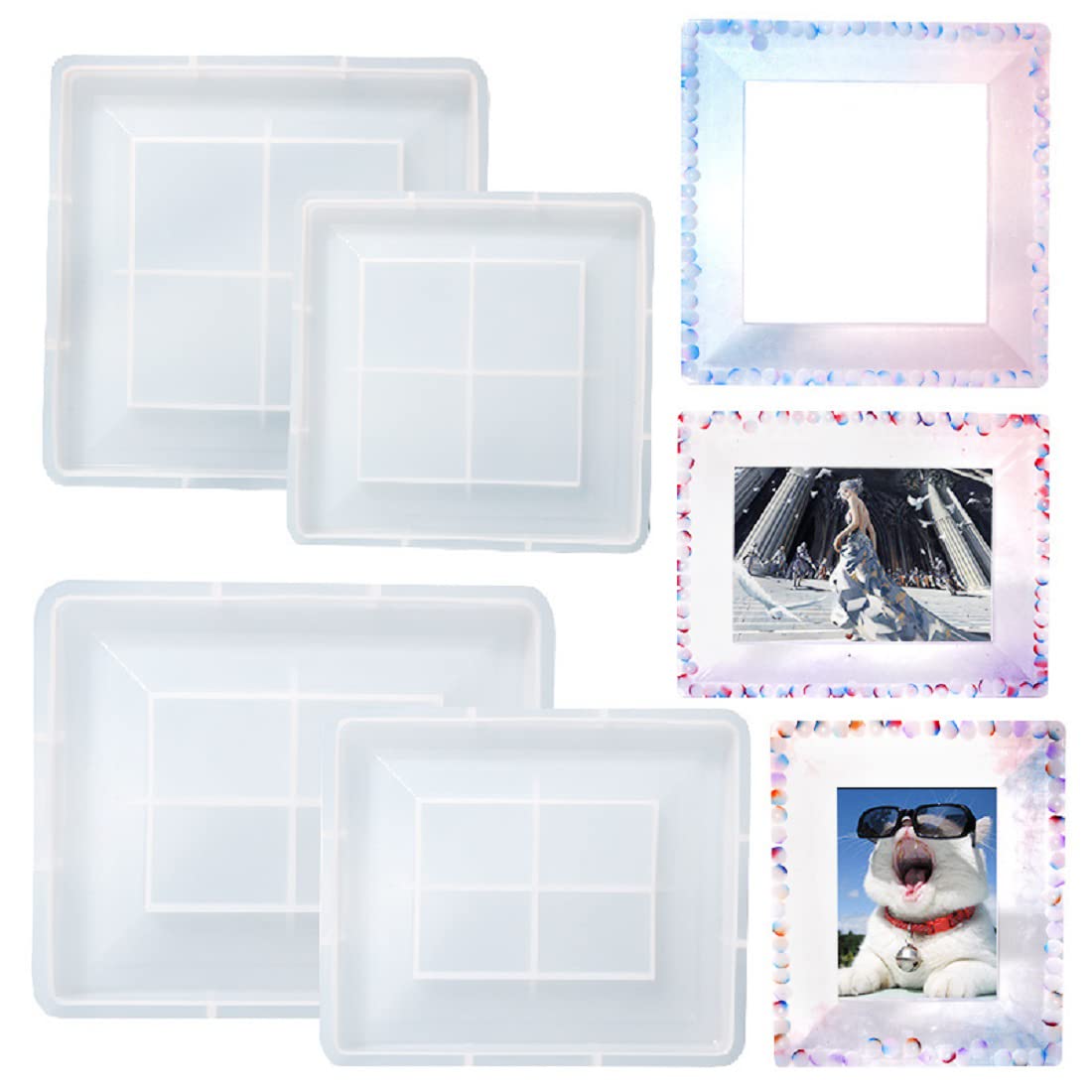 Moule en silicone pour cadre photo Yalulu carré rectangulaire loisirs créatifs résine