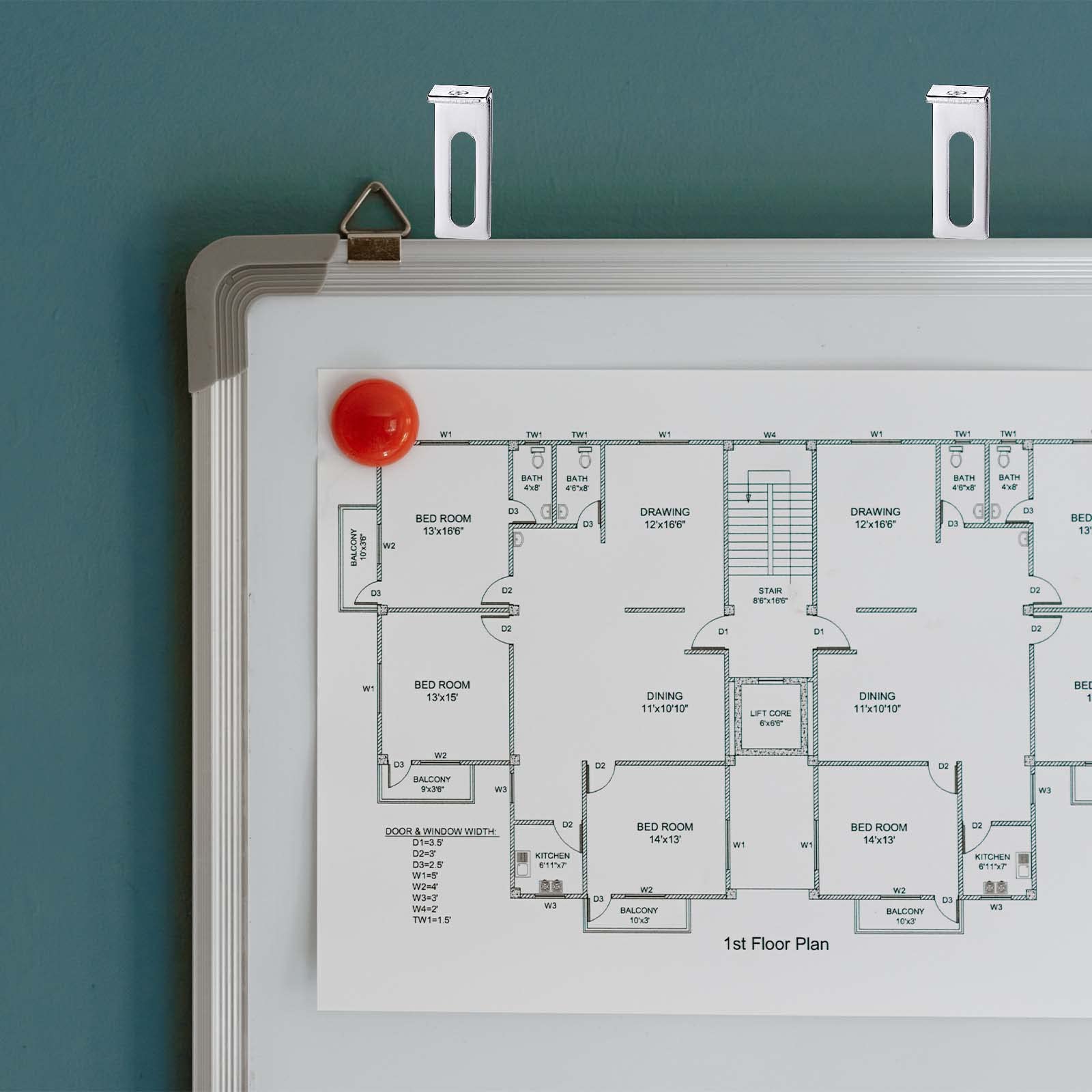 Whiteboard Montage-Set Mit 20 Metallhalterungen - Komplettset Für Wandbefestigung