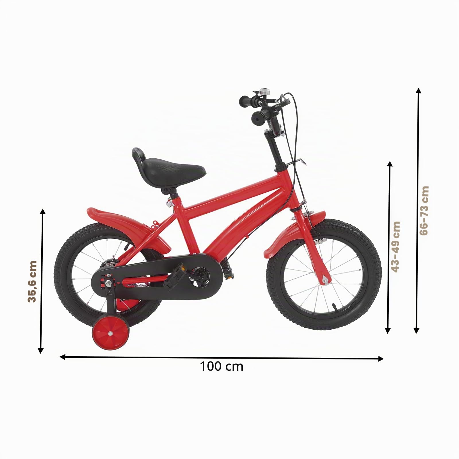 Vélo pour Enfant de 14 Pouces avec Roues d'entraînement et Garde-Boue, Hauteur Assise/Guidon réglable, équilibre et pédale, à partir de 3 Ans
