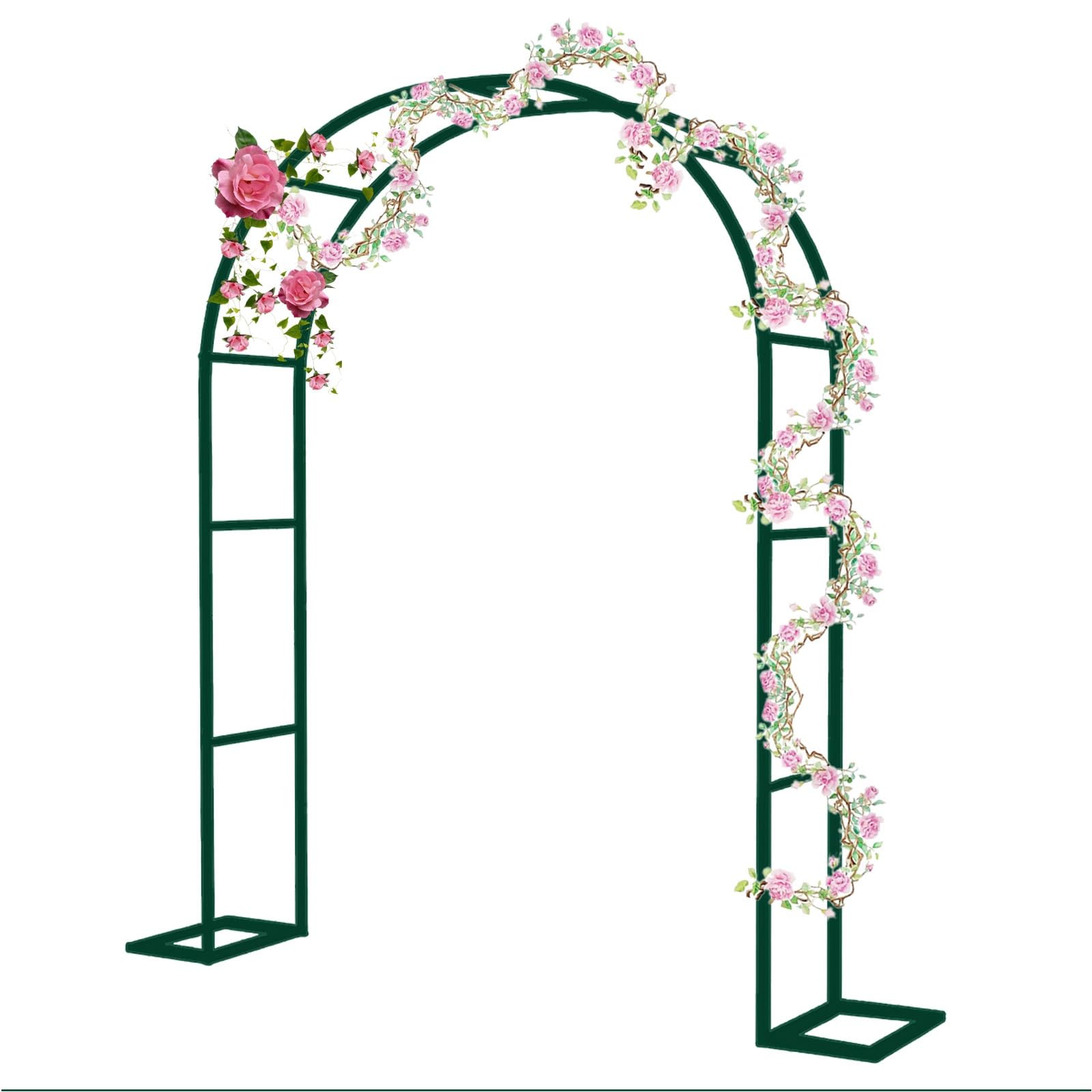 Steel Garden Arch Trellis for Climbing Plants Green Wedding Arbor with Base 260cm x 220cm
