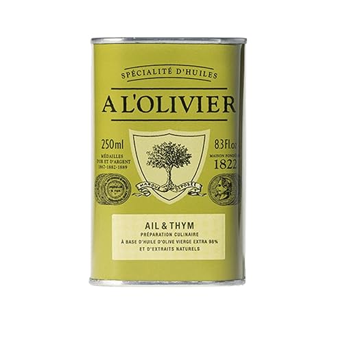 Miniatura 6 de A L'Olivier Aceite de oliva infundido con ajo y tomillo, latas de 8.3 onzas (paquete de 2)