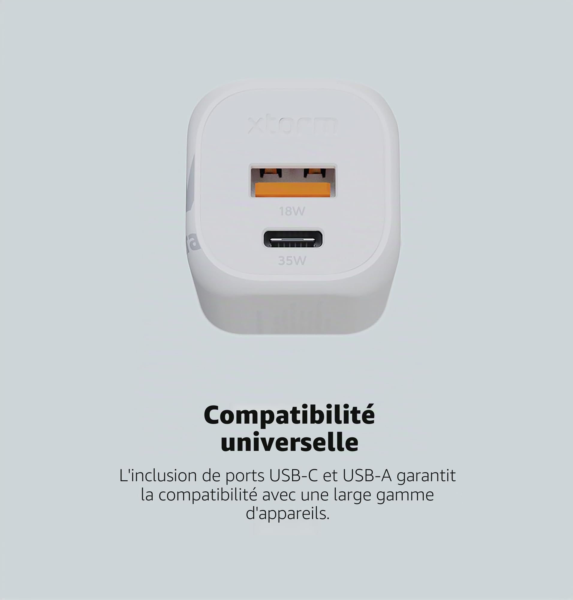 Chargeur Xtorm 67W GaN2 Ultra, Technologie GaN, USB-C et USB-A, Power Delivery, Plastique Recyclé GRS - Blanc