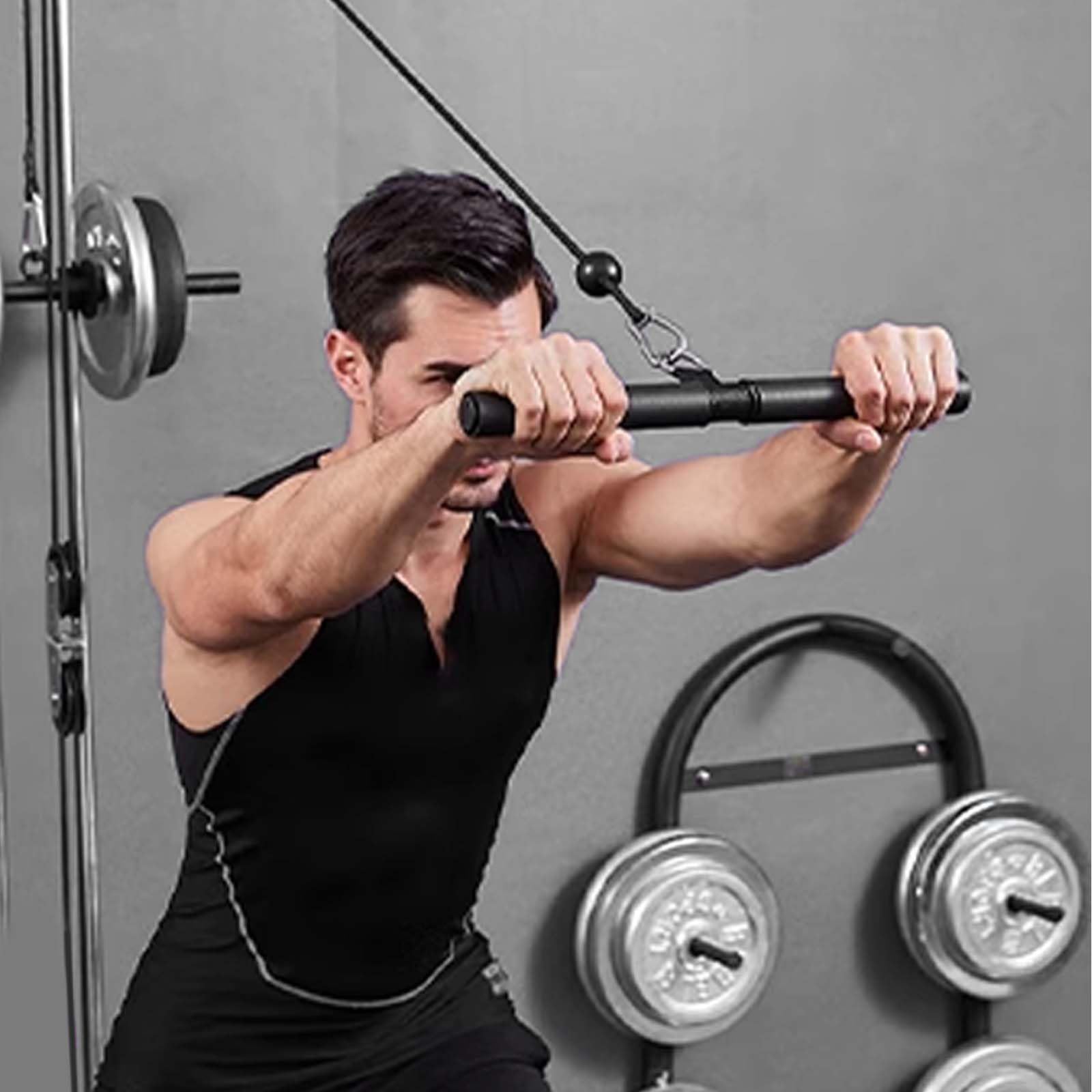 Fitness LAT drążek do ściągania, obrotowy prosty drążek, drążek na biceps i triceps z karabińczykiem, przystawki do maszyn kablowych, trening siłowy mięśni ramion, przystawka do ściągania LAT z
