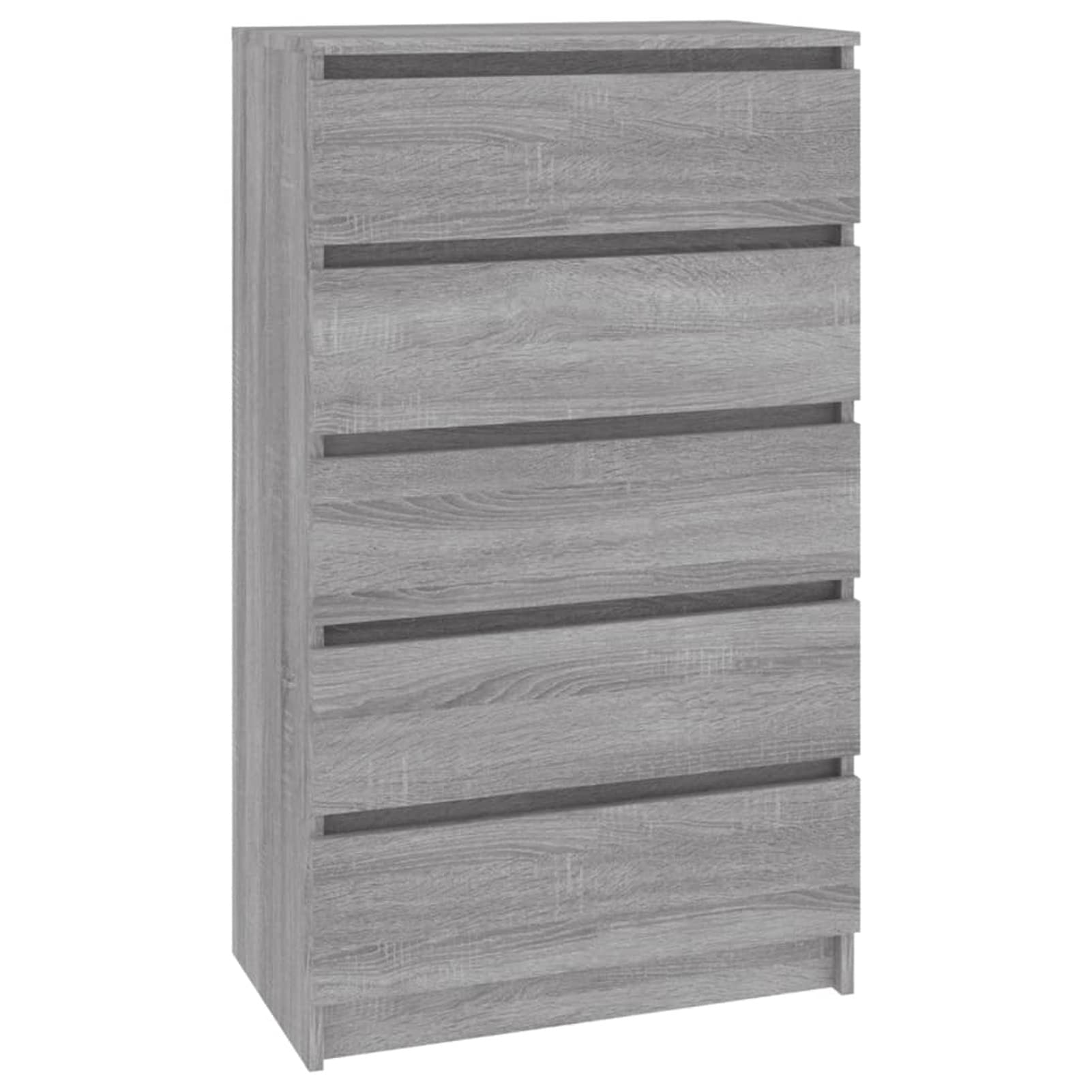 Homgoday Cassettiera a 5 cassetti, mobile ausiliario per archivi, piano di lavoro per studio, cassettiera per camera da letto, cassettiera in compensato grigio sonoma 60 x 36 x 103 cm