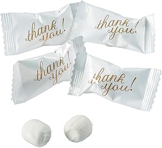 Fun Express Thank You Mints Individually Wrapped Bulk 108 Count - Premium Butter Mints for Wedding Favors, Bridal Shower Gifts & Party Favors | Gold Script Design for Guests
