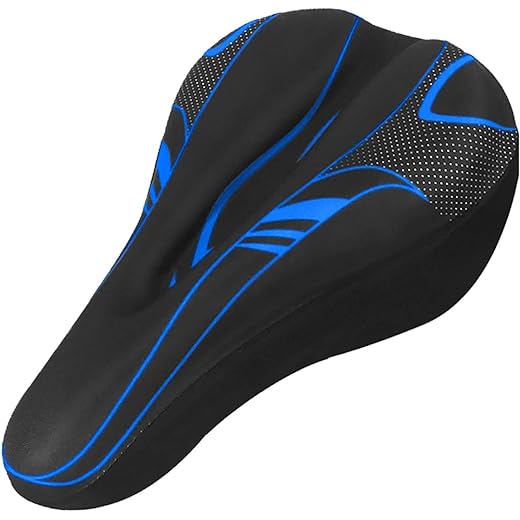 Soft Silicone Gel Saddle Seat Cushion Pad - Black/Blue