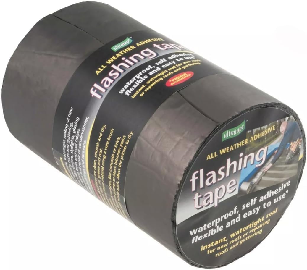 Ultratape Self-Adhesive Flashing Tape for Roofs | Waterproof & Weatherproof Instant Seal | Available in 75mm, 100mm, 150mm, 225mm, 300mm Widths | Durable Bitumen Rubber Adhesive Backing (225mm x 10M)