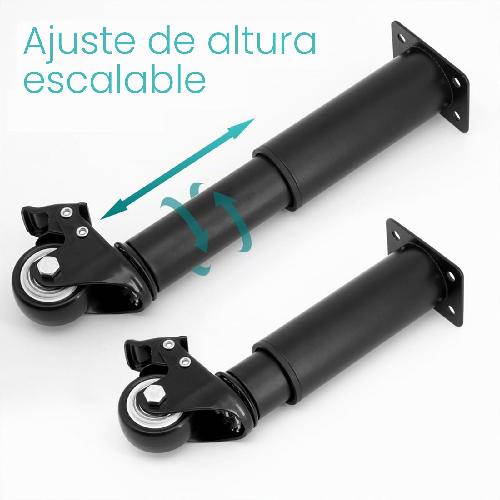 4 Patas de Mesa de Metal Ajustables para Muebles Patas de Banco con Ruedas Universales de 360° para Sofá Tocador Cama Escritorio Sofá Soporte de Láminas de Metal Resistente (31.5-45CM)