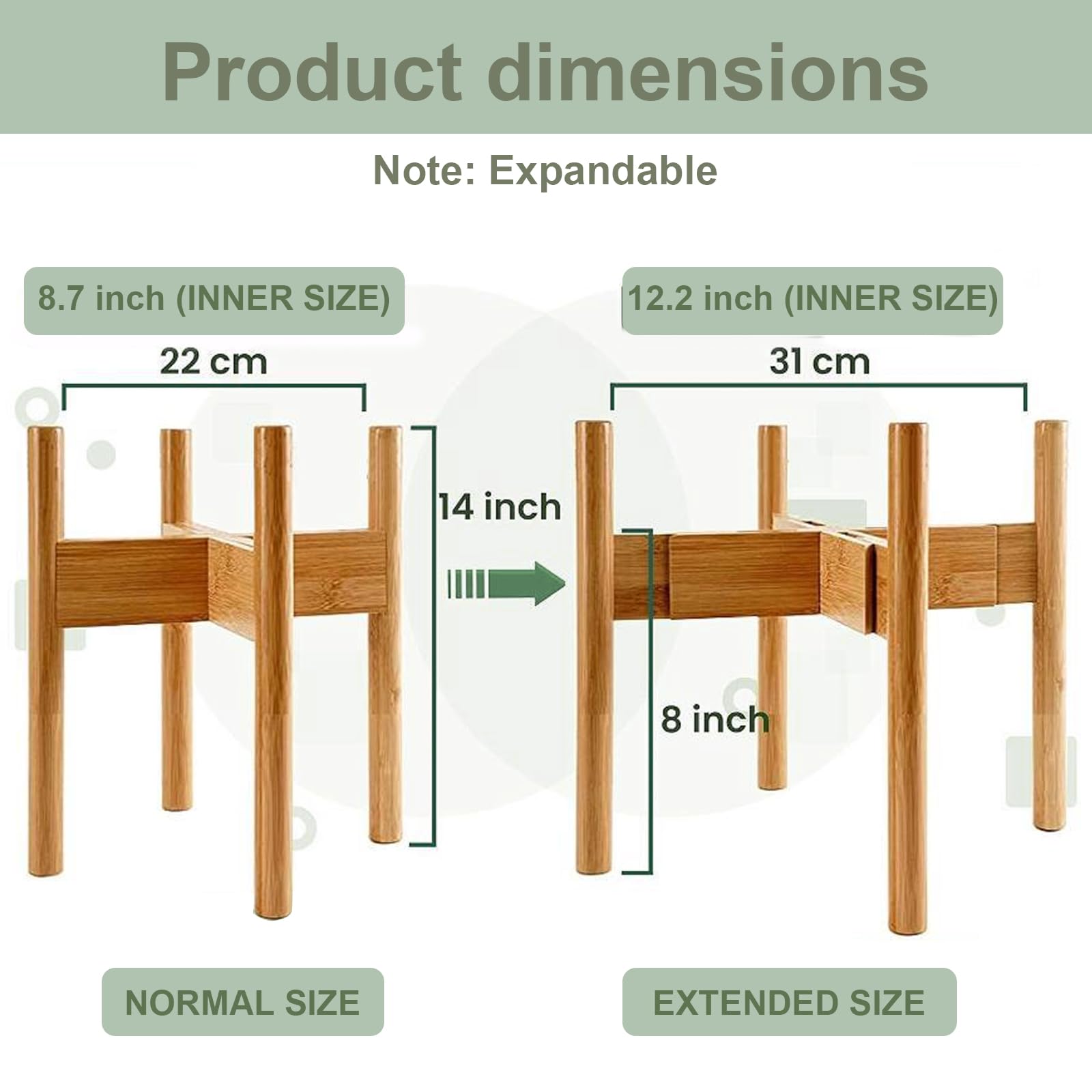 Porta Piante da Interno in Legno Regolabile 22-31cm - Robusto Piedistallo per Piante con Altezza 35cm, Supporto Vasi Reversibile per Soggiorno, Balcone e Arredo Giardino, Design a Croce Stabile