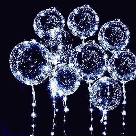 UZER LED Bobo Balloons Pure White, Clear Light Up Balloons,Helium Glow Bubble Balloons with String Lights for Party Birthday Wedding Quinceanera Decorations (Cold White 6 Packs) Cover