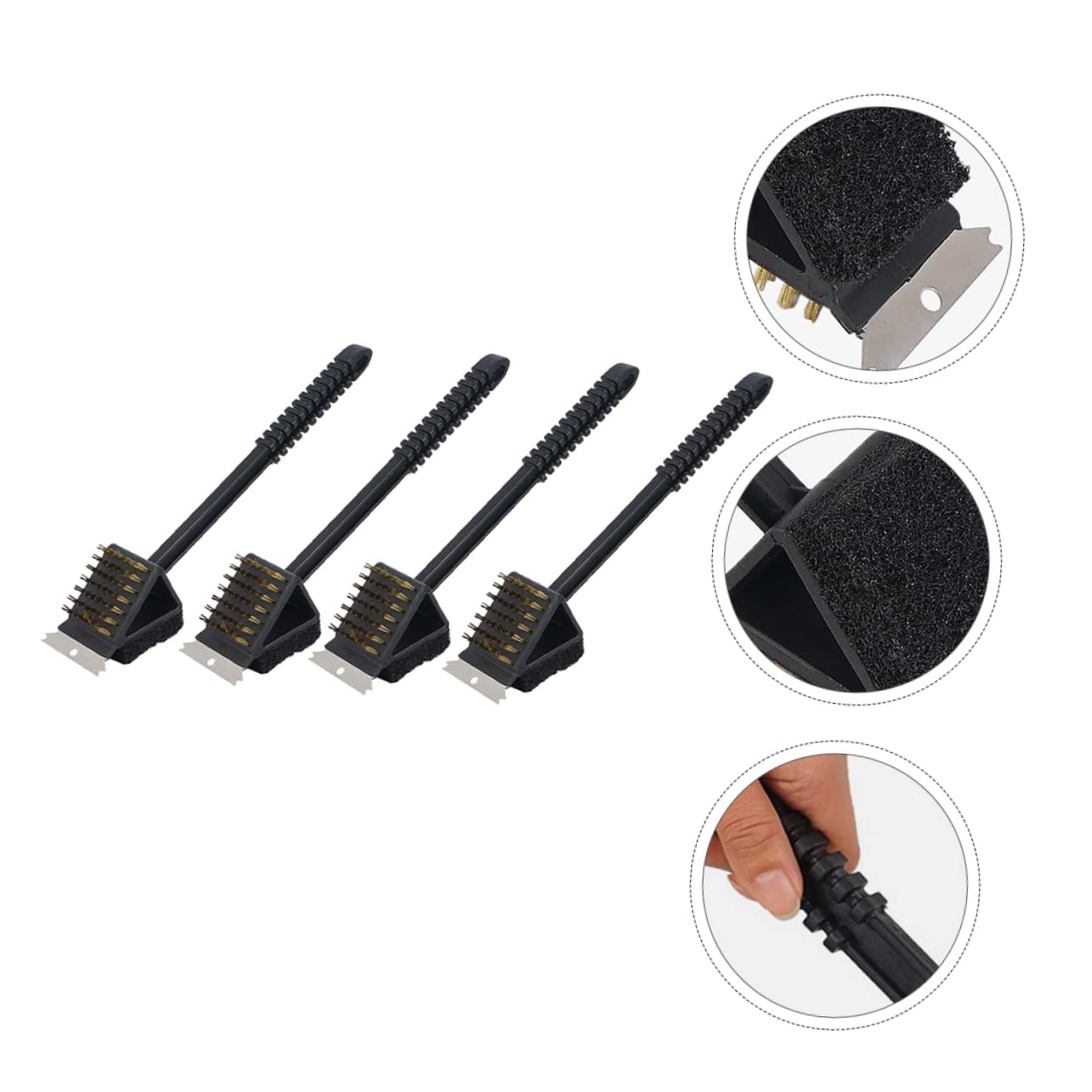 OFFSCH 4pcs Cleaning Brush Barbecue Cleaning Grill Net Cleaner Grilling Brush Scubber Grill Cleaning Scrubber Cleaning Tool Metal Brush Grill Cleaner Stainless Steel Outdoor Accessories