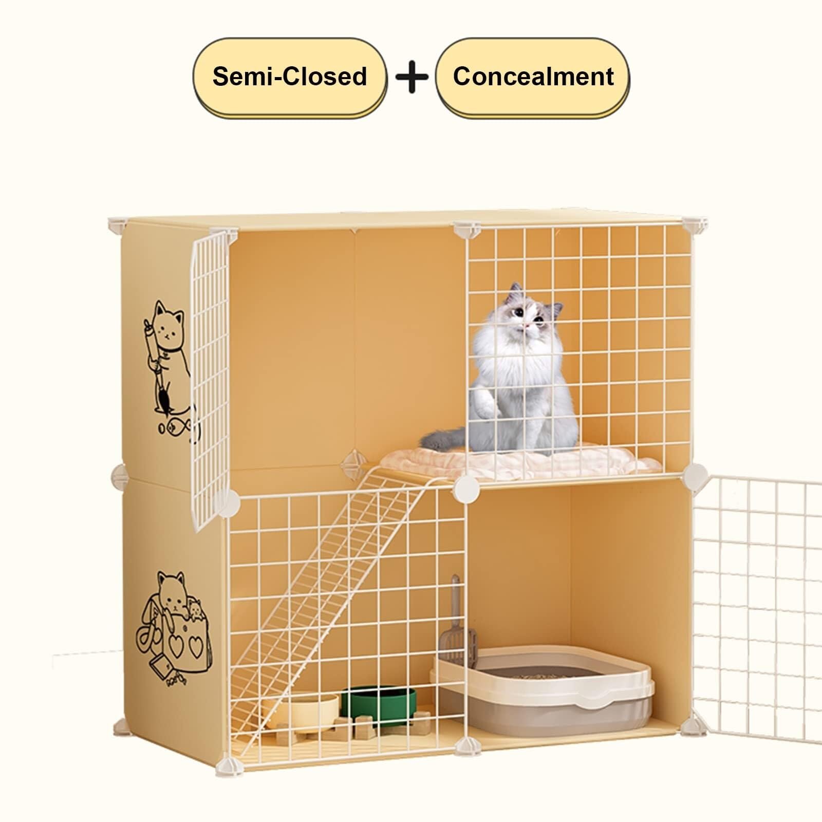 Generic Recinzione staccabile per gatti, gabbia per animali domestici, gabbia per furetti, trasportino per animali domestici, recinzione per gatti fai da te, amaca per gatti e nido per gatti p (75 x