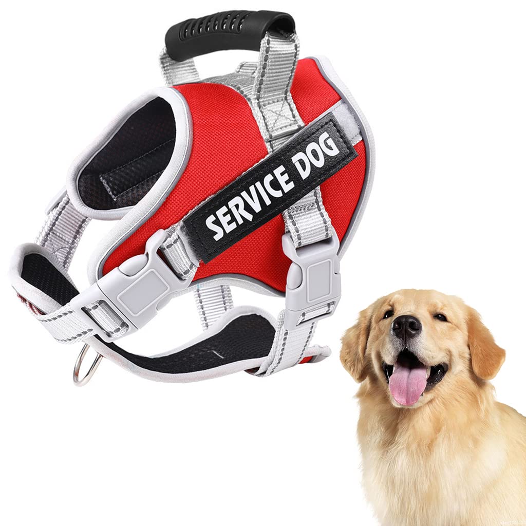 Qpets D-Ring Body Belt For Dogs, Dog Harness For Large Dogs With Safety Reflective Strip, Quick Release Buckle Adjustable Size Easy Control Handle For Medium Large Dog For 23-30Kg(L),Red (B0B37P6K28) Amazon Price History, Amazon Price Tracker