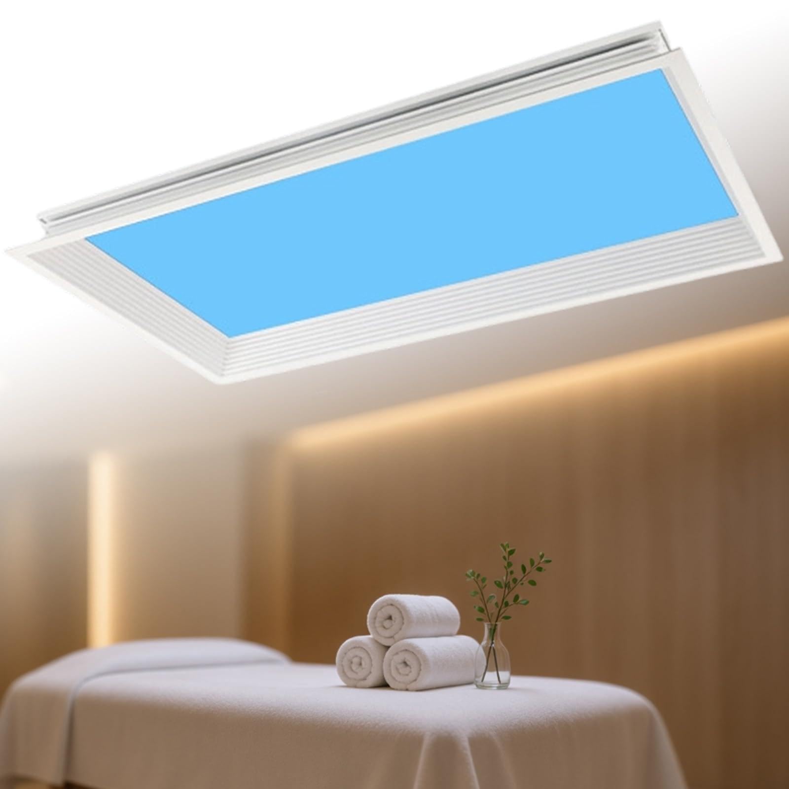 Panel Led con Mando A Distancia,LáMpara De Techo Led Inteligente Luz Azul, No Requiere Techo, Realza FáCilmente El Estilo De Tu Apartamento De Alquiler BlueskyB-65W