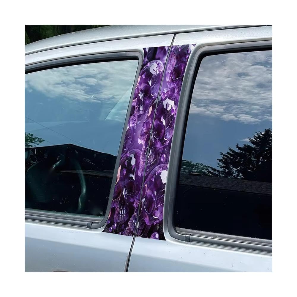 Bertdcx One Color Car Center Pillar Window Film Amethyst Skull Glossy Protective Polyethylene Auto Parts