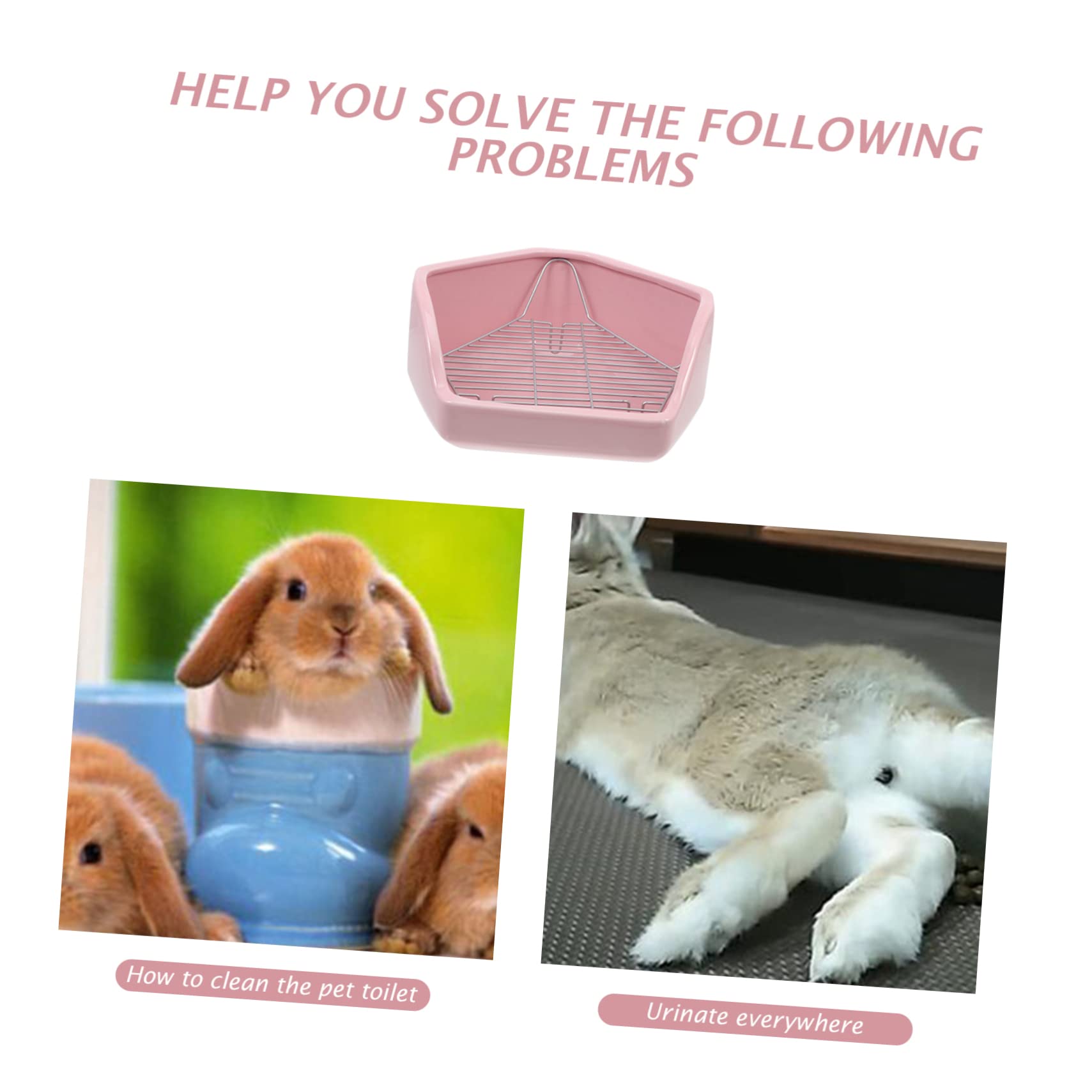 Mipcase Inodoro de Cerámica Antideslizante Rejilla Desmontable para Conejos y Cobayas Pentagonal Caja de Baño Rosa para Mascotas Pequeñas