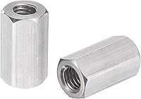 Vista 13 de uxcell Tuerca de acoplamiento hexagonal métrica de acero inoxidable 304 M5 x 0.8 de paso de 0.394 in de longitud, paquete de 5