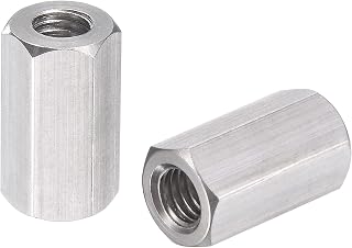 uxcell M5 x 0.8-Pitch 15mm Length 304 Stainless Steel Metric Hex Coupling Nut, 5-Pack