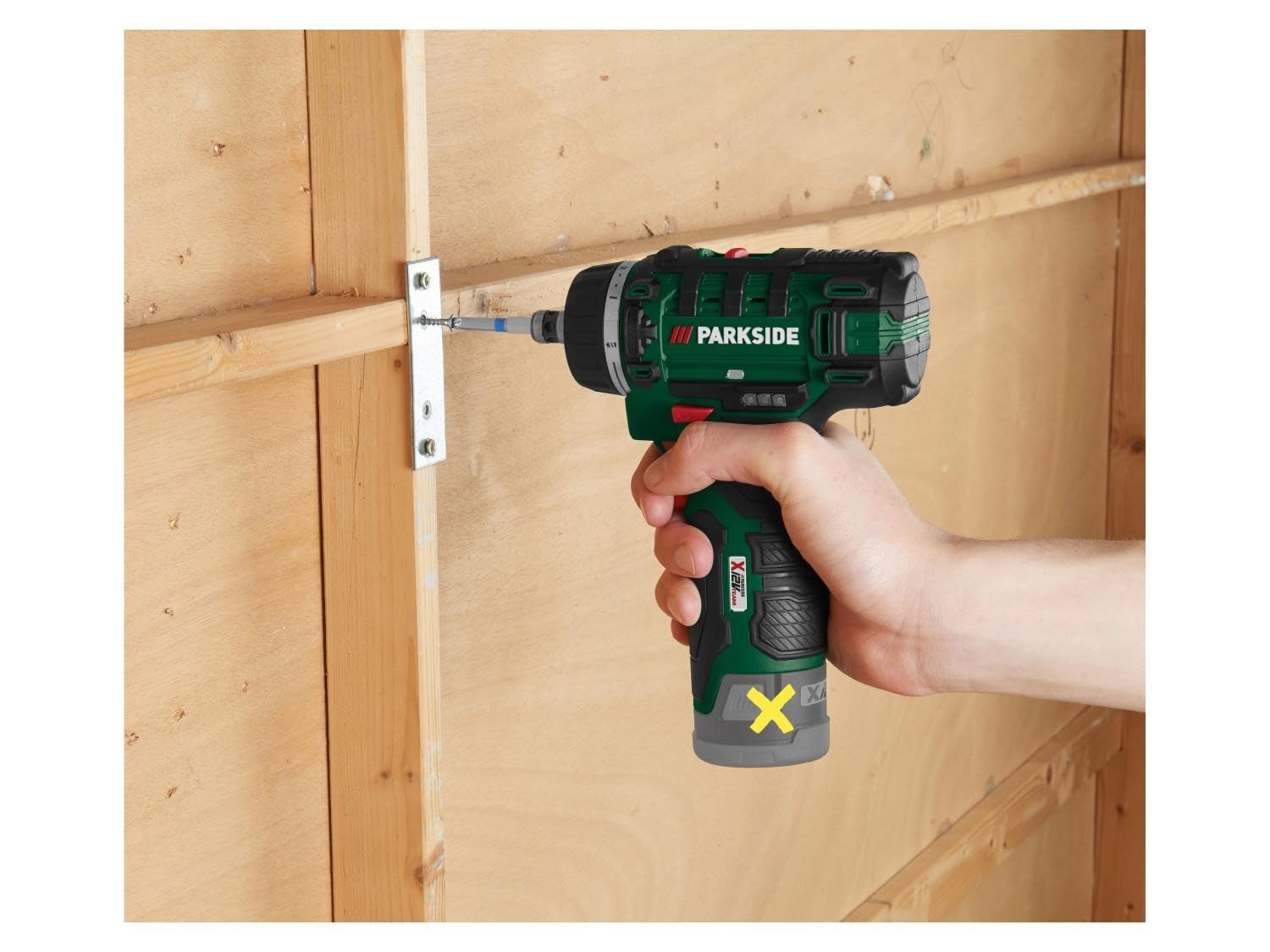 Parkside PBSA 12 X12V - Trapano a batteria senza fili, blocco mandrino, LED, in scatola (senza caricatore o batteria)