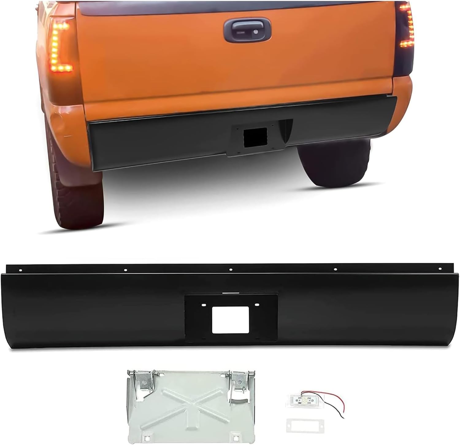 KUAFU Roll Pan Compatible with 1999-2006 Chevy Silverado GMC Sierra 1500 Pickup Trucks w/Light & Flip Down License Plate Only Fit for Fleetside