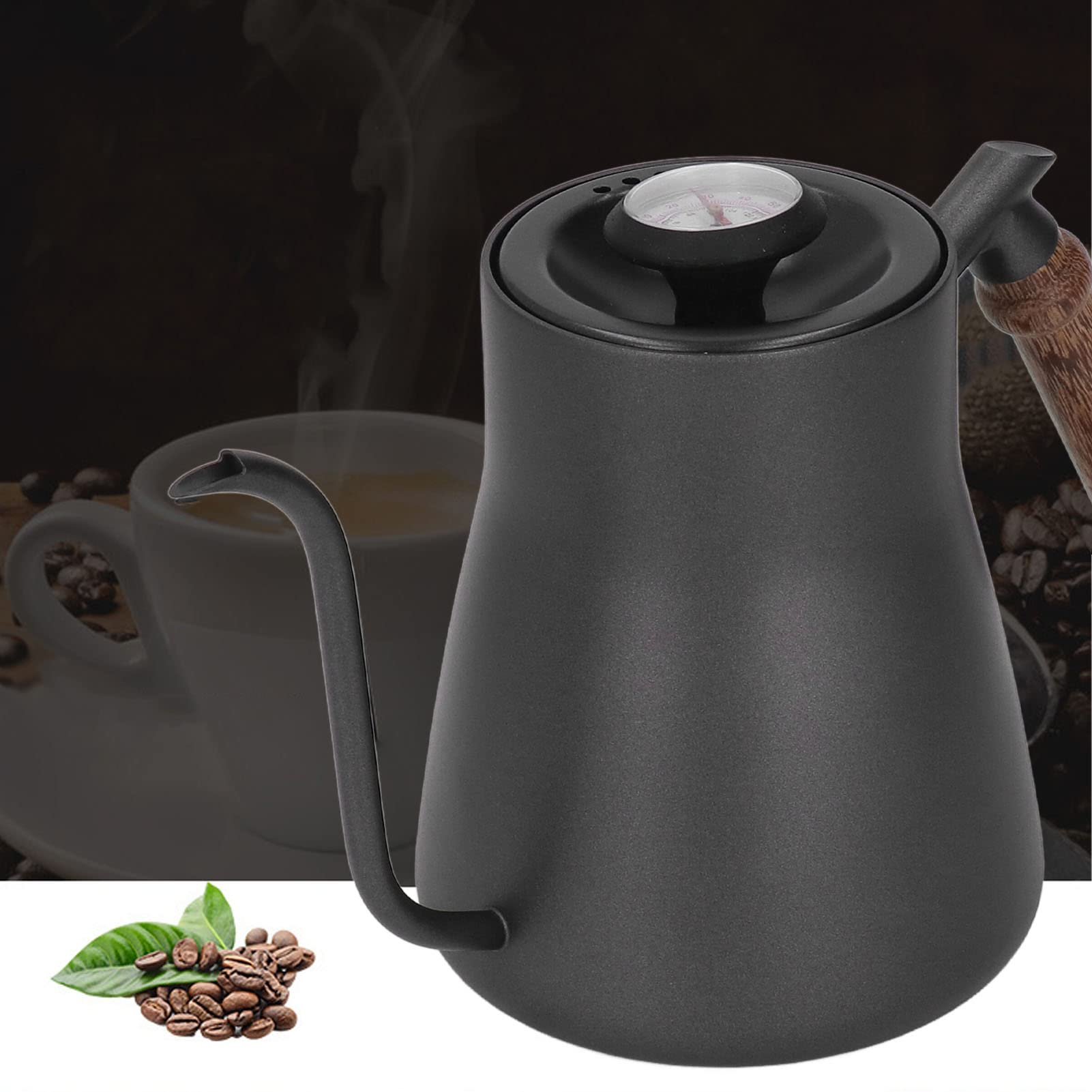 Bouilloire Acier Inox 850ml Bec Cygne Bouilloire Café 850ml Avec Thermomètre - Bec Cygne & Manche Bois Bouilloire Café 850ml Thermomètre Acier Inoxydable Bec Cygne Manche Bois
