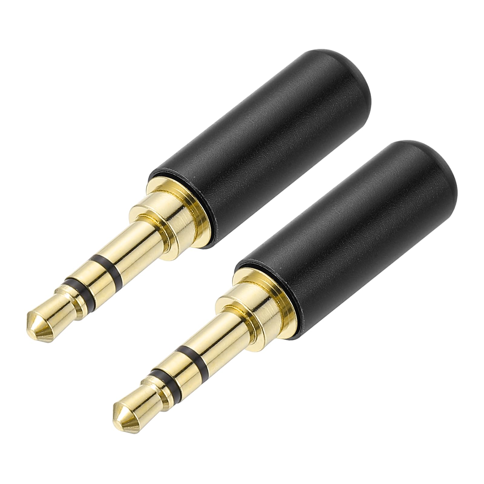QUARKZMAN 2 szt. Wtyczka męska 3,5 mm do lutowania, 3-biegunowe metalowe złącze audio, wtyczka męska 3,5 mm TRS do naprawy kabla słuchawkowego mikrofonu, czarna