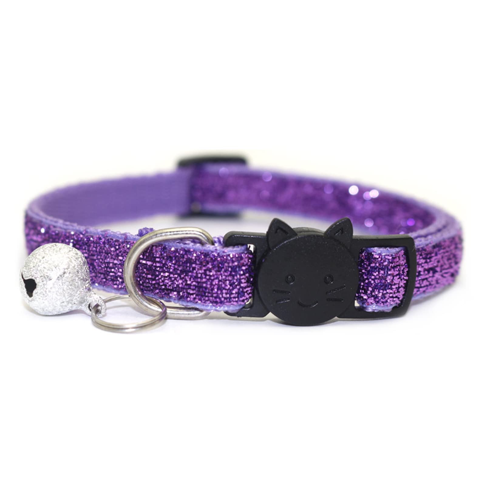 BWESOO Katzenhalsbänder mit Glöckchen, Katzenhalsband, glitzernd, verstellbar, Katzenhalsband, Zubehör für kleine, mittelgroße Hunde und Katzen, Violett