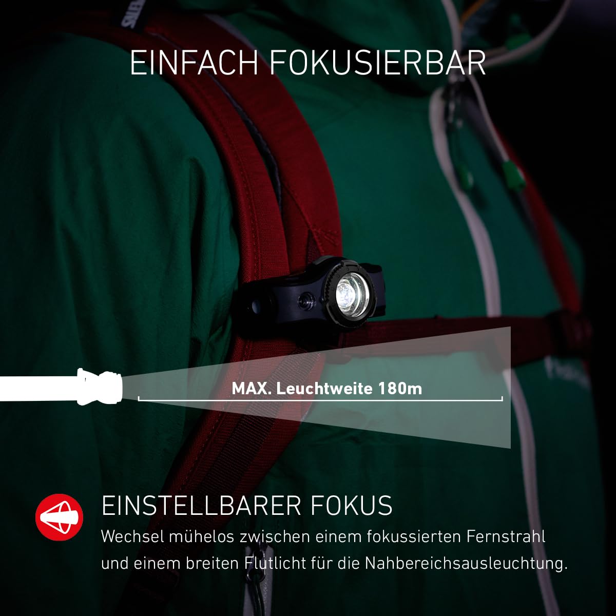 Ledlenser MH5 LED Stirn- und Handlampe in Einem, Outdoor, Akku- oder Batteriebetrieb möglich, 400 Lumen, Rotlichtfunktion, inkl. Akku
