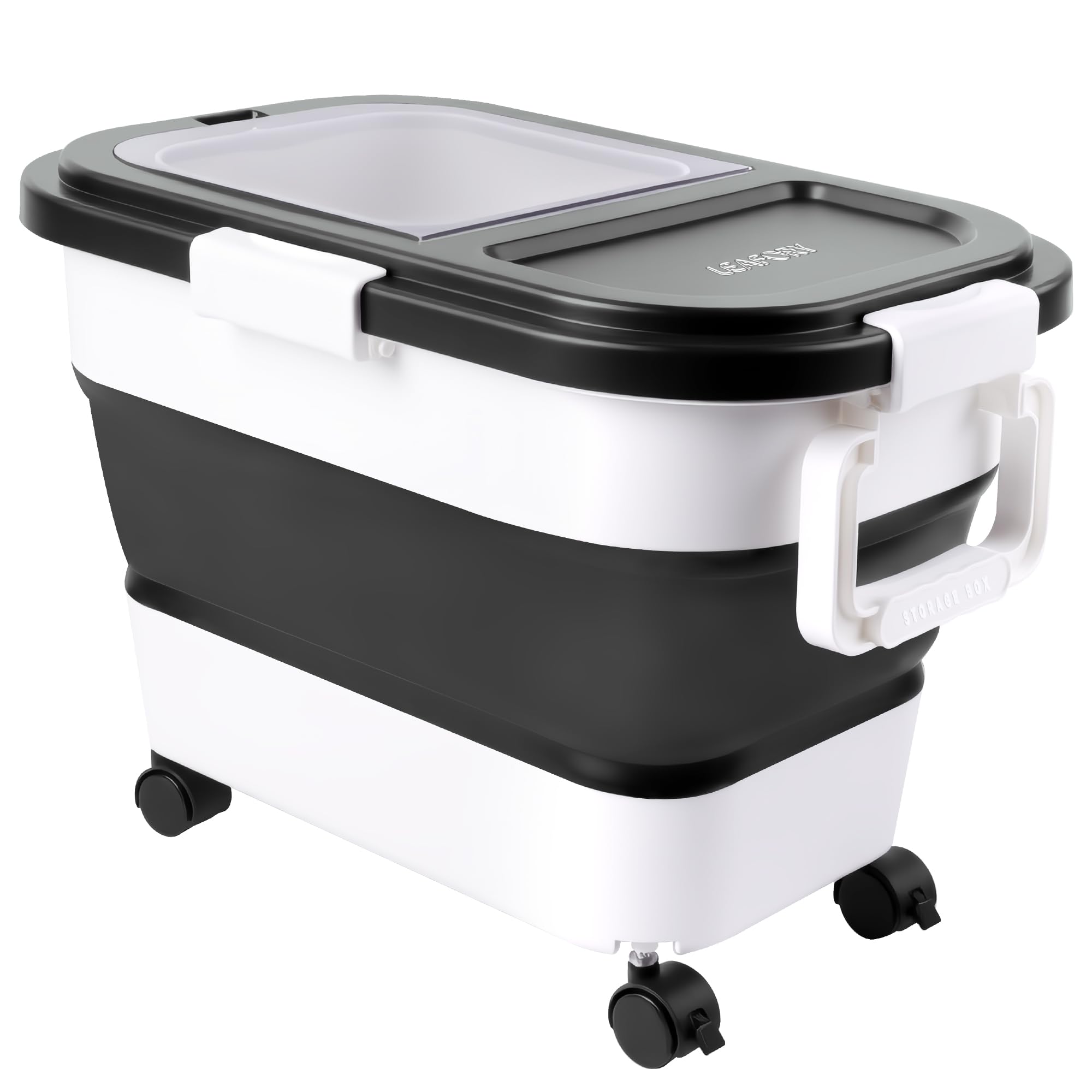 Wood Pellet Storage Container 20-25lbs, Wheeled Bin with Clear Window