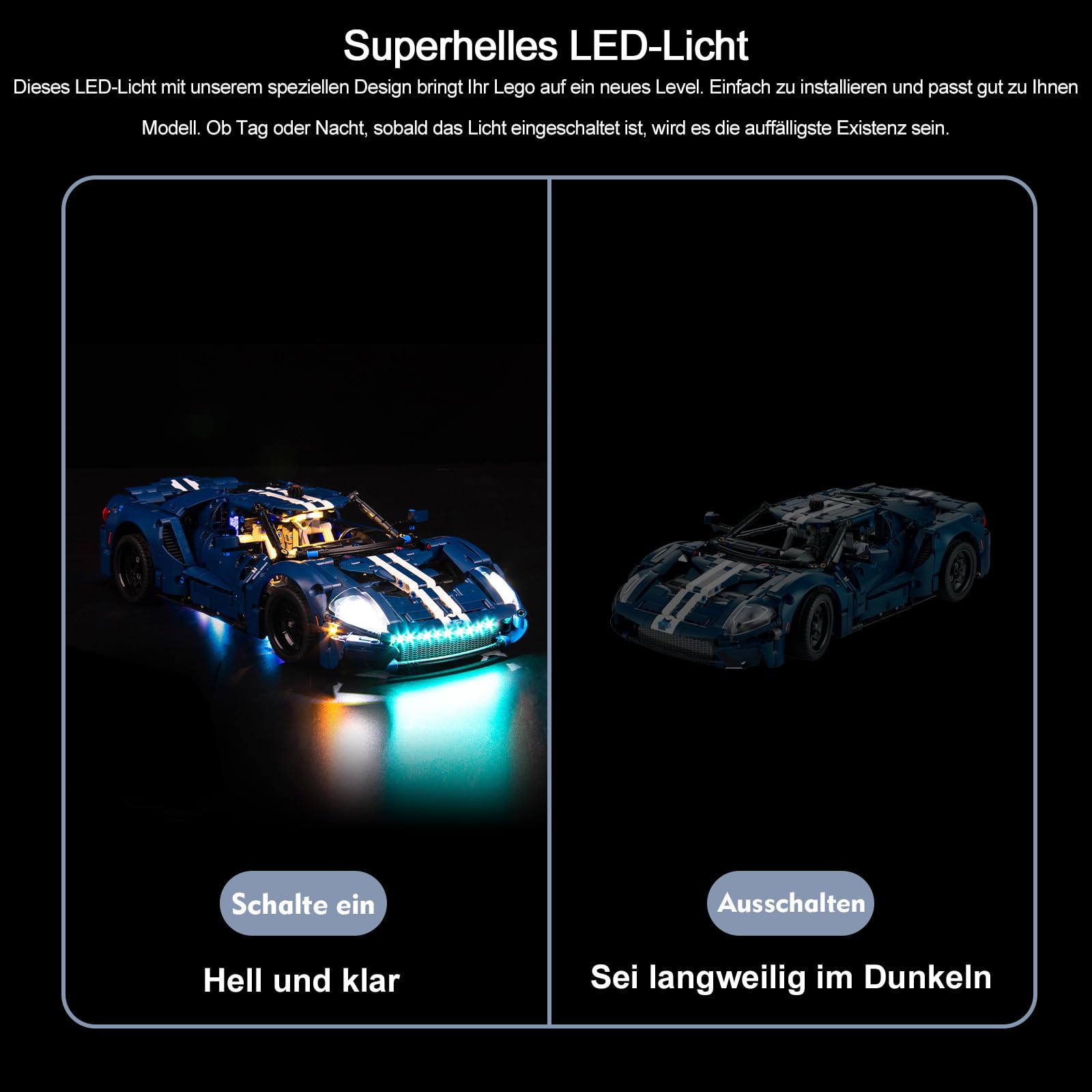 Fernbedienung Licht-Kit für Lego 42154 Technic Ford GT 2022 Auto-Modellbausatz (Kein Lego-Modell), Led Beleuchtungs Set Kompatibel mit Lego Ford GT, Kreative Spielzeuglichter für Erwachsene und Kinder