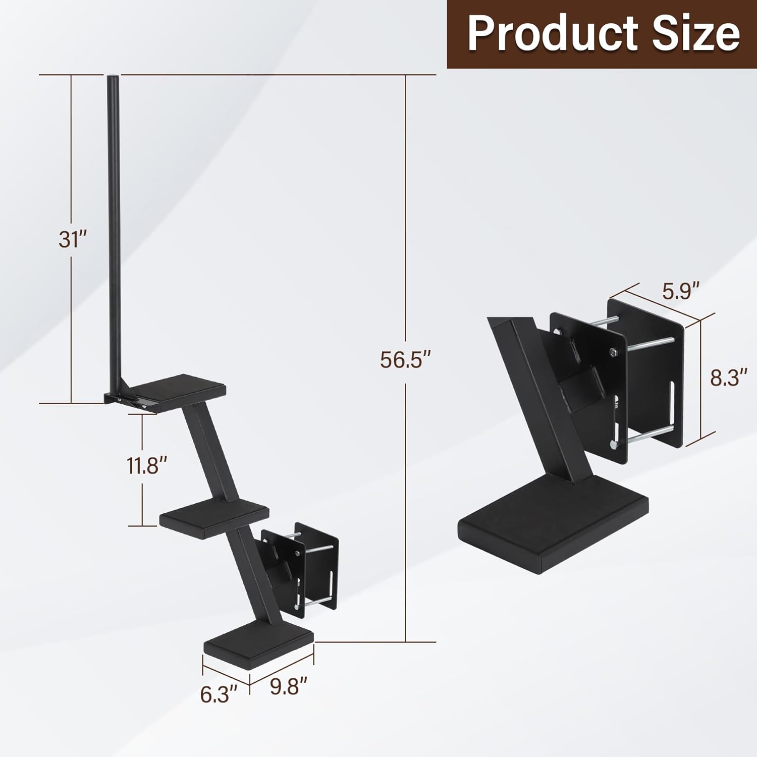 Boat Trailer Steps 3 Step with Anti-Slip Mat & Safety Handrail, Universal Fit Boat Trailer Tongue Steps, Heavy Duty Boat Steps, Easy Installation