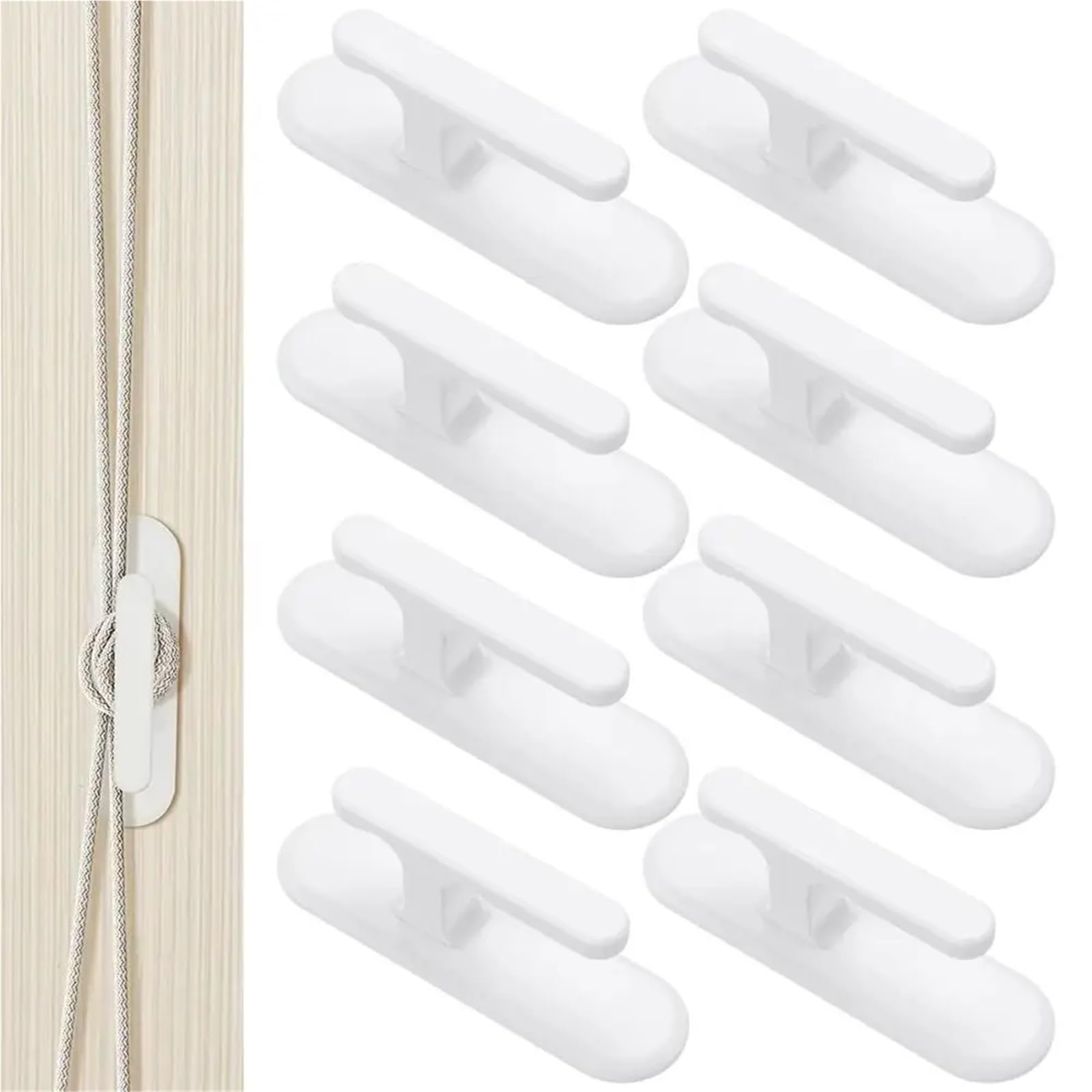 Lot de 4, 8 ou 10 enrouleurs Cordon Auto-adhésifs en Plastique Blanc for Rideaux fenêtre, Crochets for, sans Perforation, Support Corde à Tirer pour Rideaux(10Pcs)