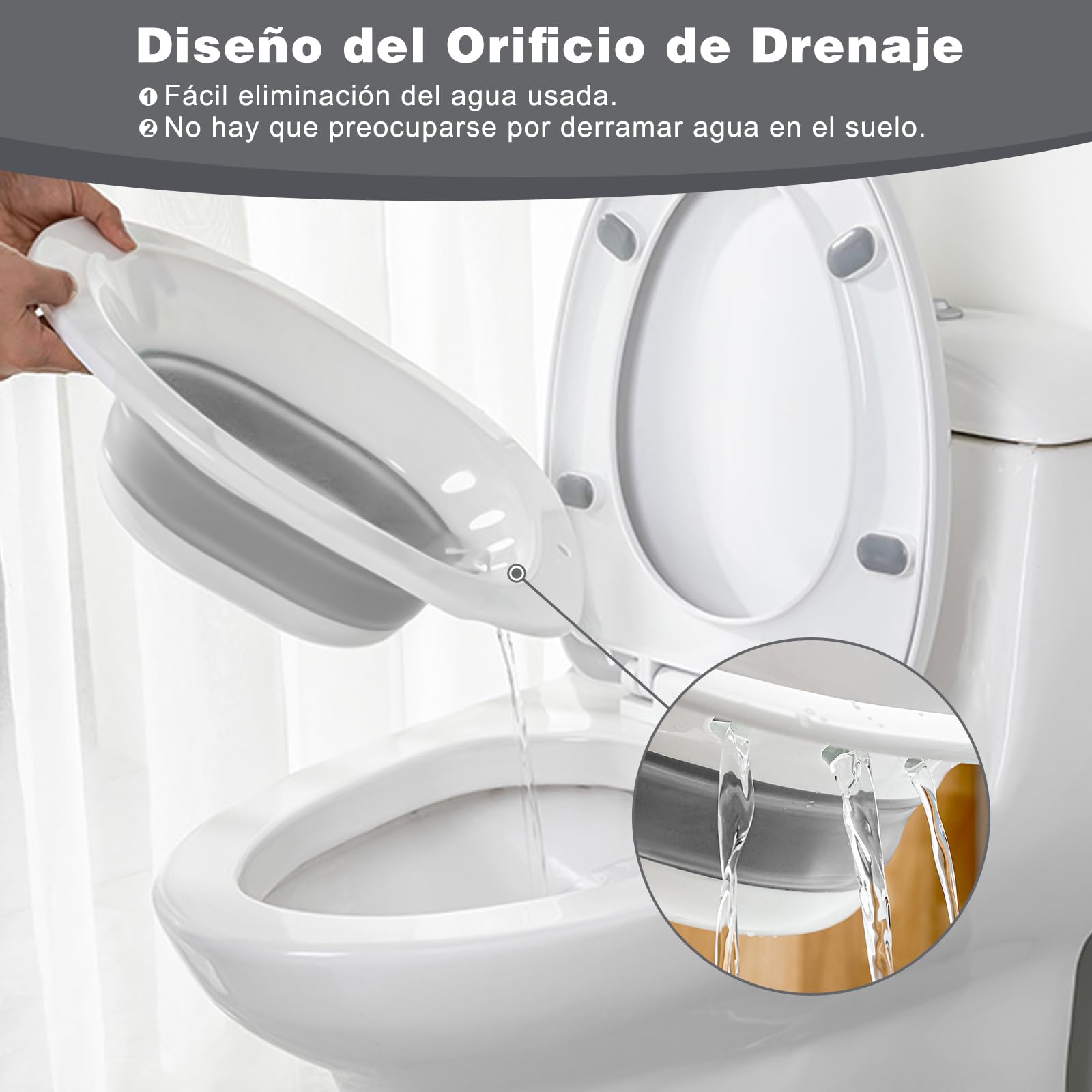 DEANIC Bidet Portatil Para WC, Bidet Portatil Para Hemorroides, Baño De Asiento, Cuidado Postparto, Tratamiento Del Perineo, Bide Portatil (Gris)
