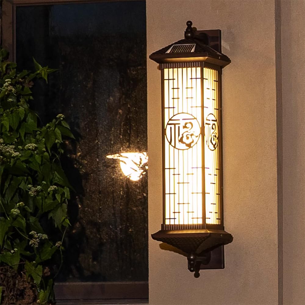 SMCCYYSD Contemporary Solar Outdoor Wall Lamp Simplicity Waterproof Balcony Hallway Courtyard Villa Gate Hotel (C H58CM Solar)