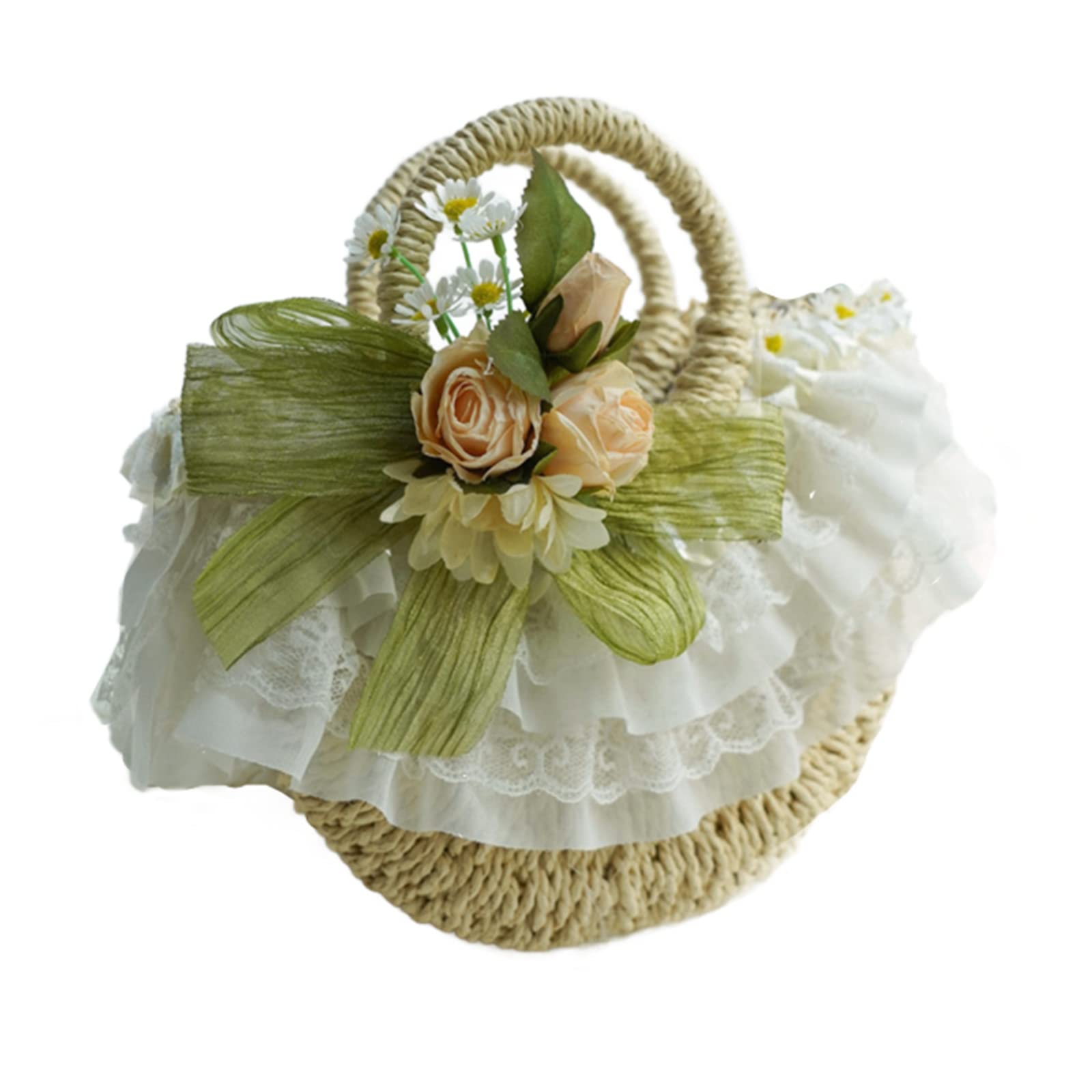 Chapeau bibi en dentelle pour femme style victorien et paille fleurie