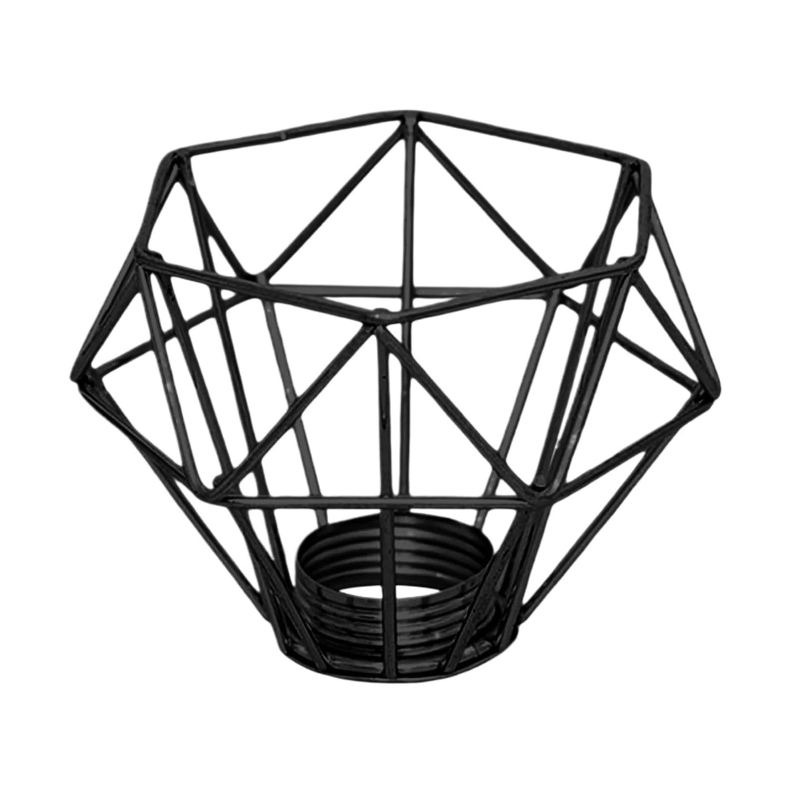 Metal Lamp Cover Lampshade Metal Lights Cage Bulb Chandelier Wrought Iron Lantern(Black)