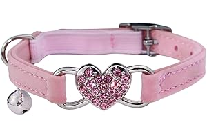 Heart Bling Cat Collar with Safety Belt